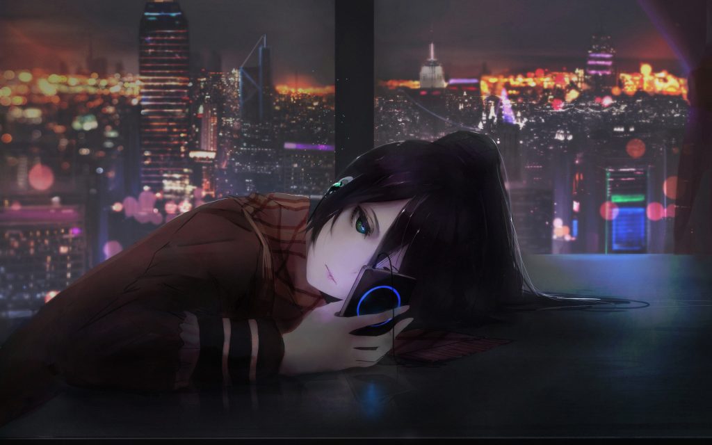 1920x1200 Anime Girl Using Phone 1080P Resolution HD 4k Wallpapers