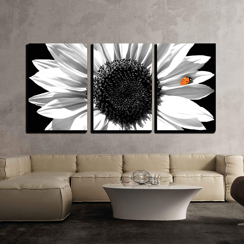 Black and White - Sunflower Stretch - Wall Art Décor - Digital Print