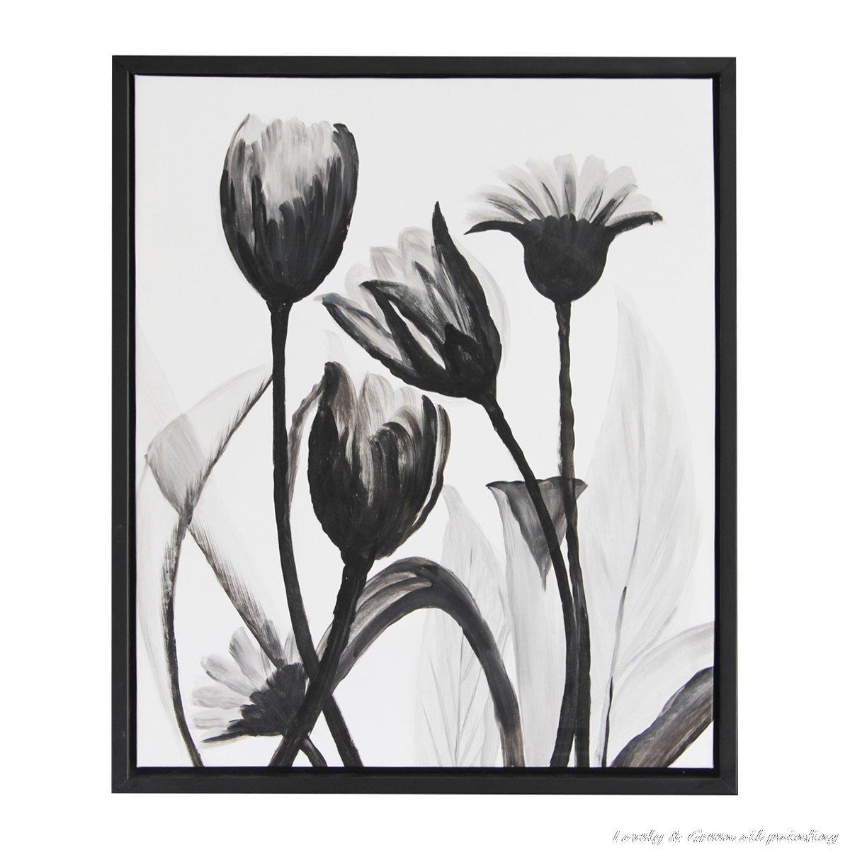 Black White Flower Oil Painting On Canvas Modern Tulipa gesneriana Wall