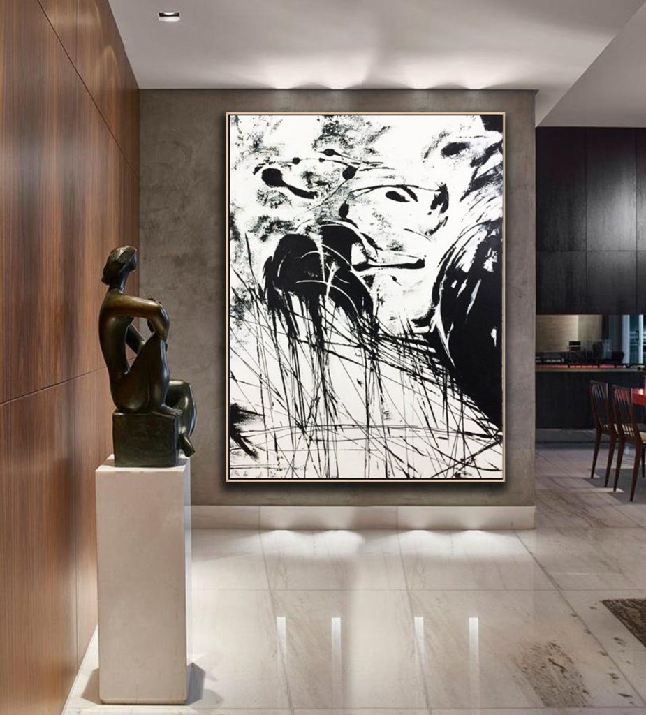 Extra Large Wall Art Canvas Black And White Wall Art Acrylic Painting