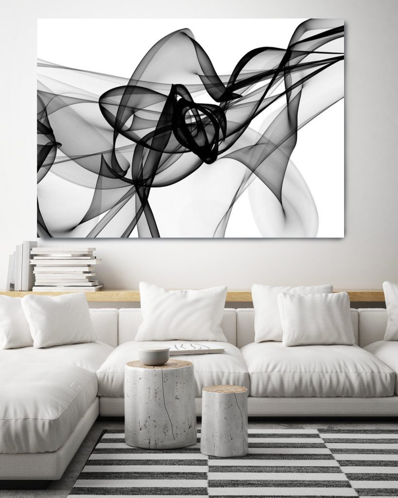 Black and White Wall art Abstract Canvas Print, Large Painting