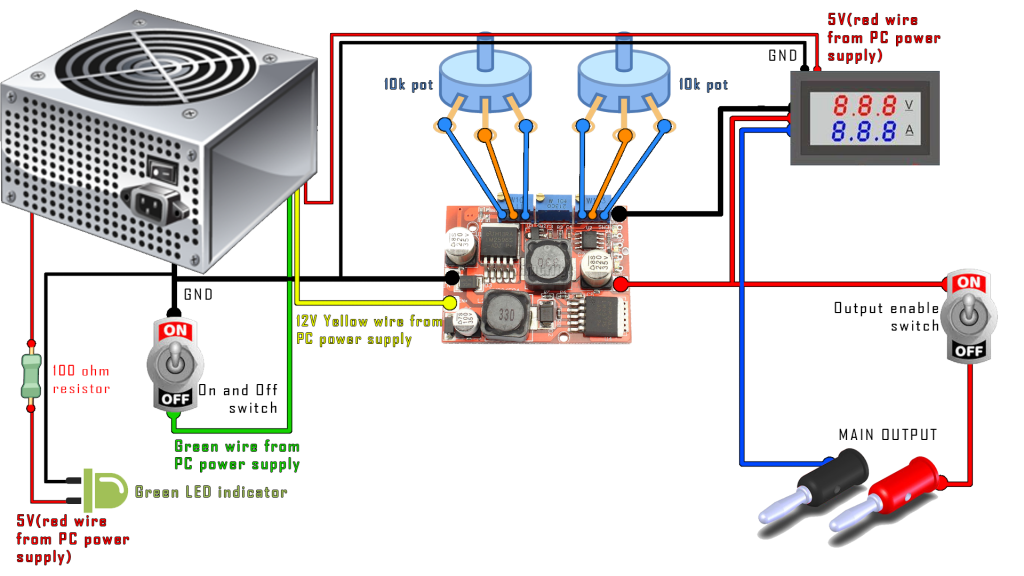 diy PC bench power supply schematic | Diy pc, Diy electronics, Computer