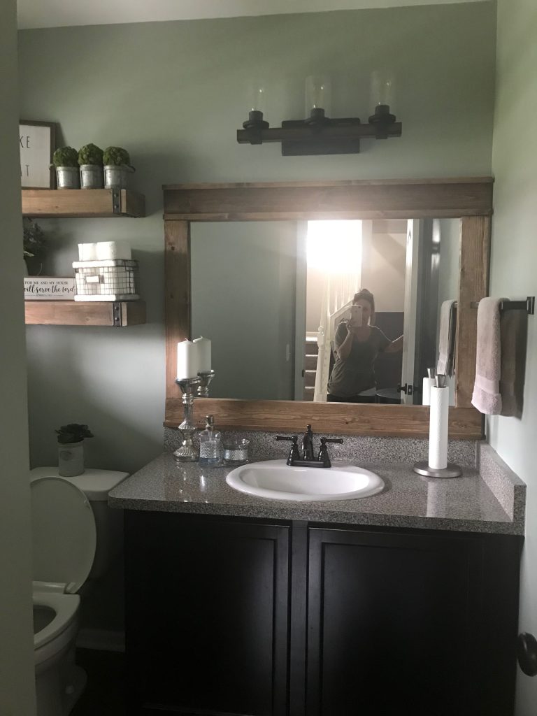 DIY Rustic Farmhouse Bathroom Mirror Frame | Bathroom mirror, Unique