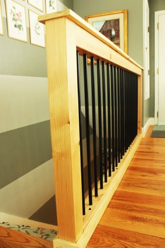 DIY Stair Handrail with Industrial Pipes and Wood
