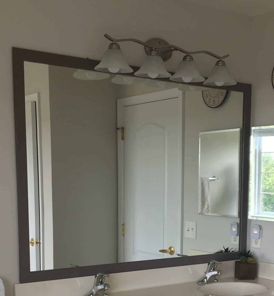 DIY Mirror Frame in Bathroom - rock solid rustic
