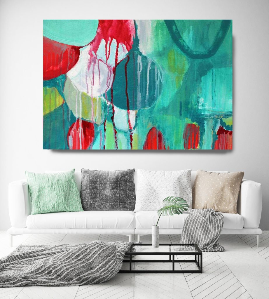 Sensation. Green Abstract Art, Wall Decor, Extra Large Abstract
