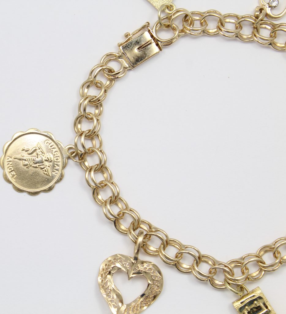 14k Yellow Gold Charm Bracelet with Charm Ladies Bracelet | eBay
