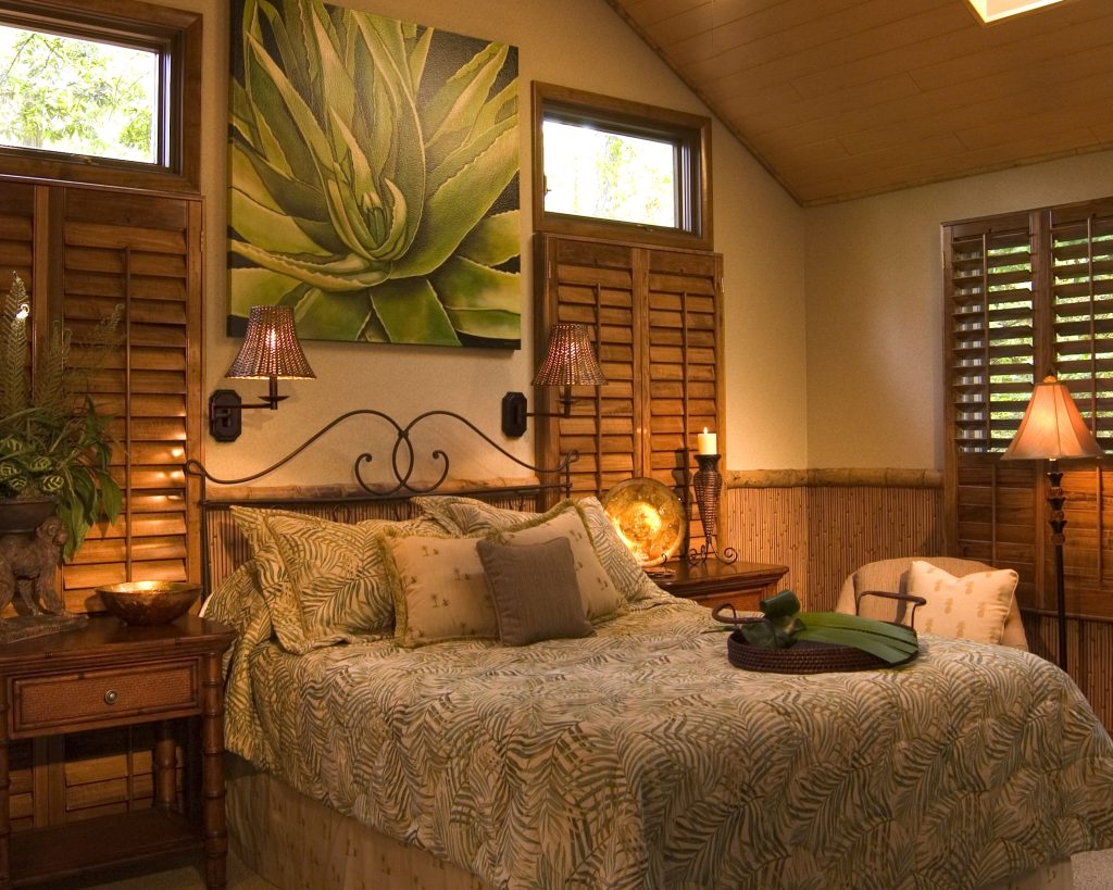 Tropical themed guest bedroom by JRML | Tropical bedrooms, Bedroom