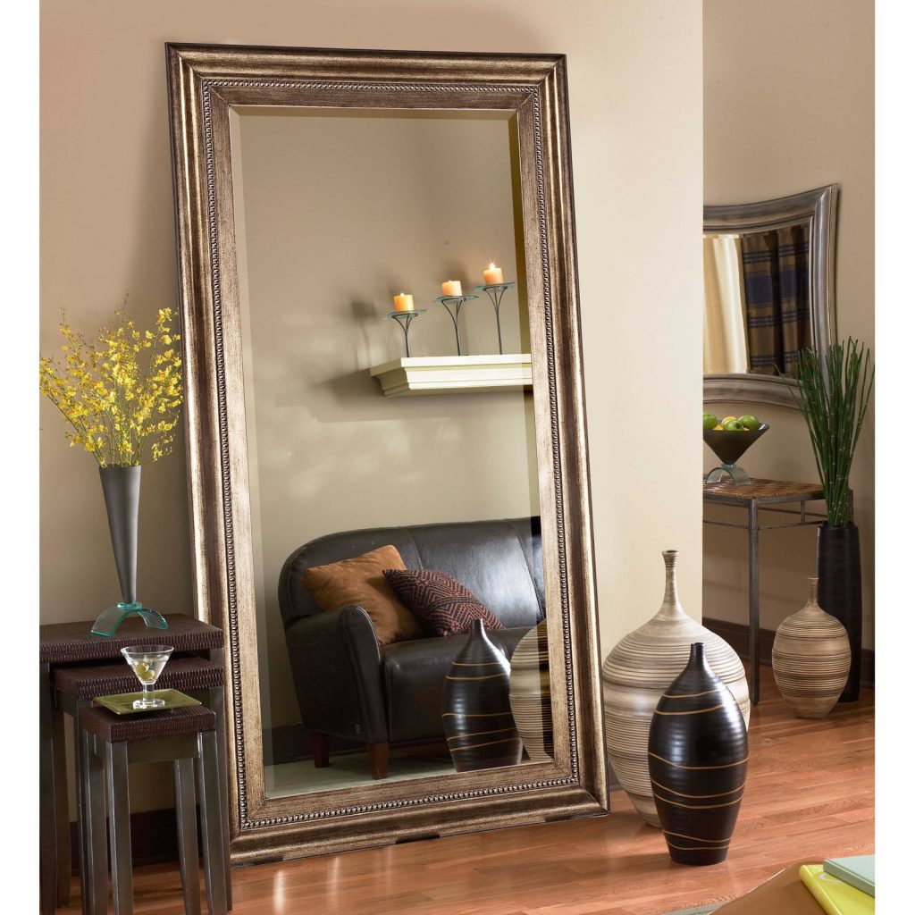 43W x 81H in Full Length Floor Mirror Leaning Oversized Bronze Wood