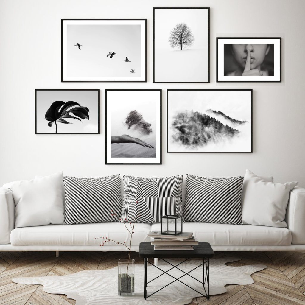 Set of 6 Wall Art Black and White Wall Art Prints Monochrome | Etsy