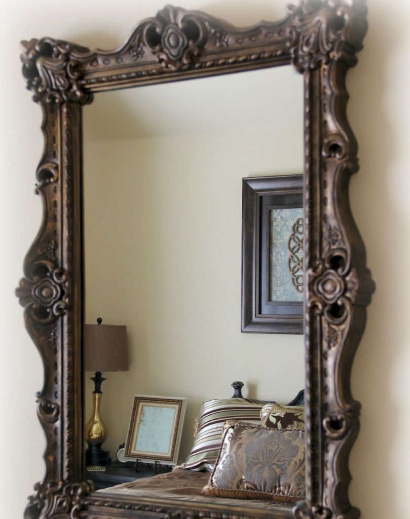 22 Stunning DIY Painted Mirror Designs Ideas | Gold framed mirror