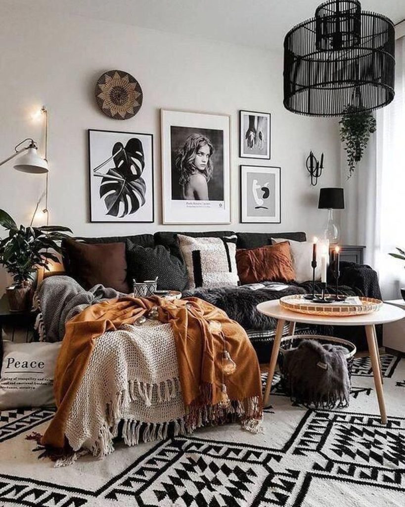 34 The Best Rustic Bohemian Living Room Decor Ideas - HOMYHOMEE | Fall