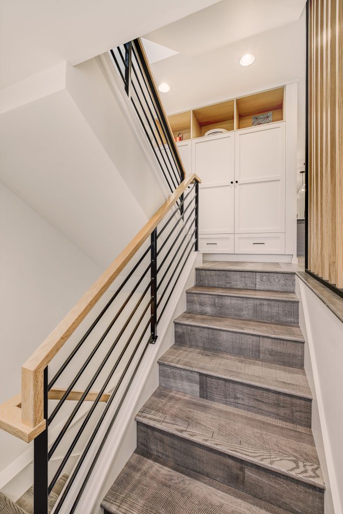 This staircase connects the main, basement, and upper levels of this