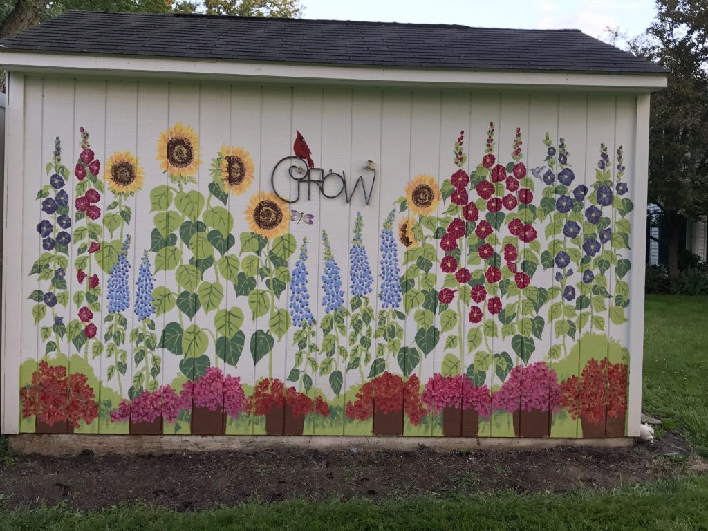 My painted garden shed !#garden #painted #shed | Garden mural, Outdoor