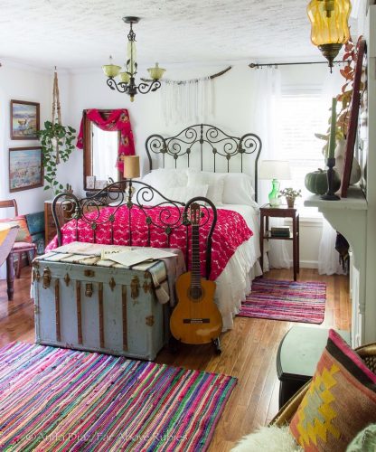 Eclectically Fall Home Tour | Vintage boho bedroom, Eclectic bedroom