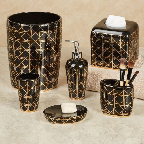 Beauty Black and Gold Geometric Bath Accessories