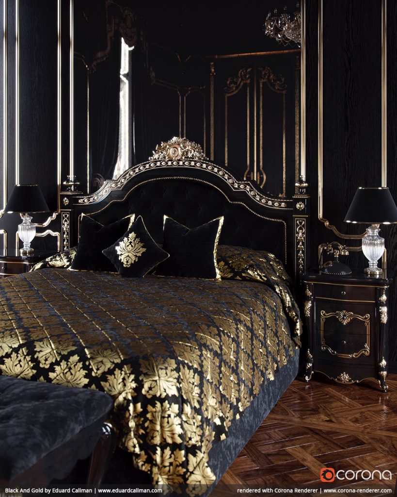 Simple Black And Gold Bedroom For Small Space | Home decorating Ideas