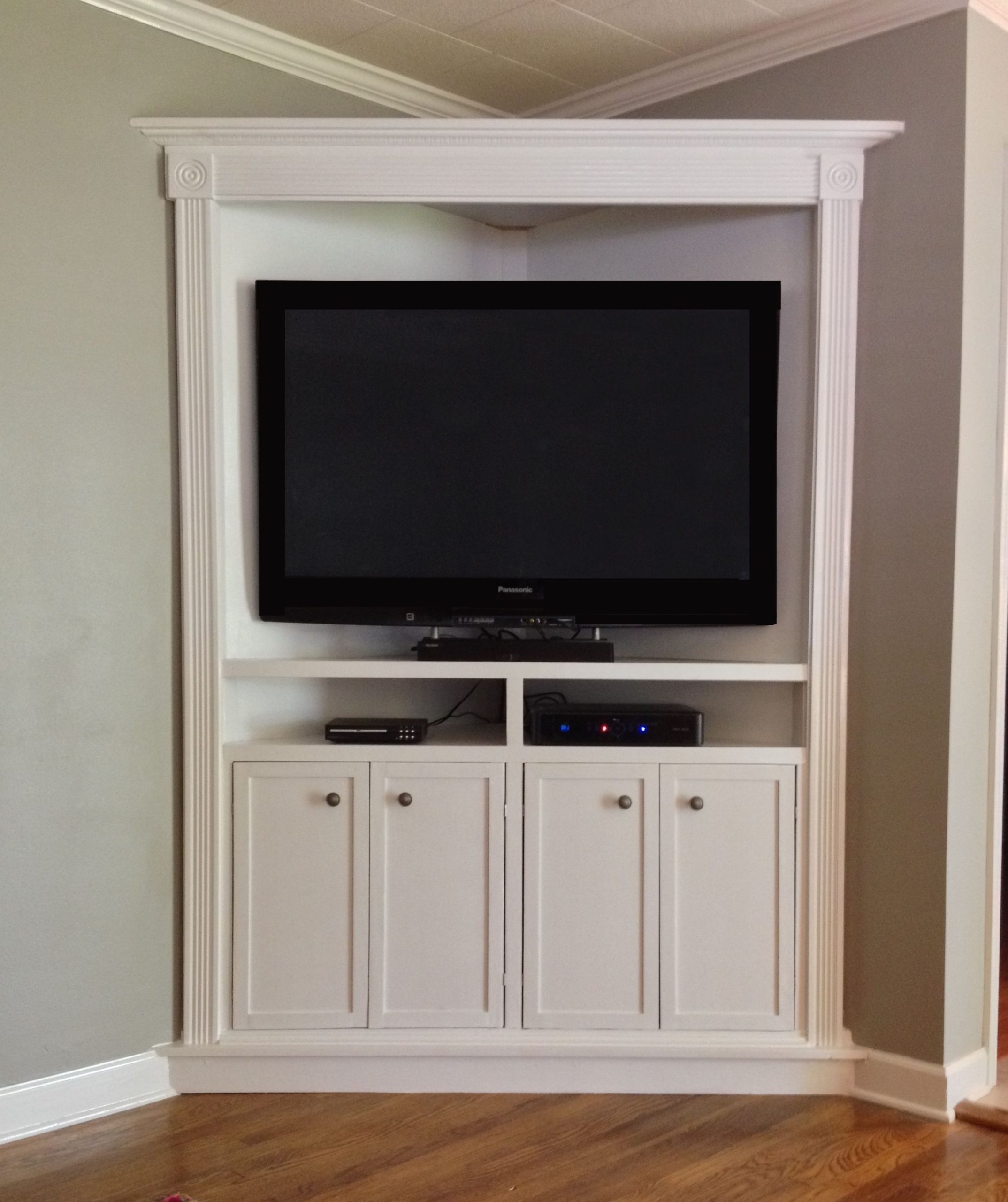 Hand Crafted Custom Corner Entertainment / Media Cabinet by