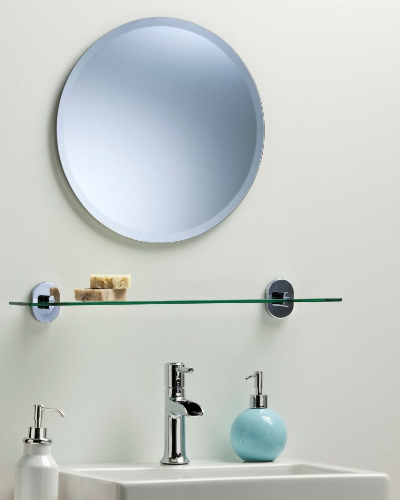 BATHROOM WALL MIRROR Simple Design ROUND WITH BEVEL Frameless Plain | eBay
