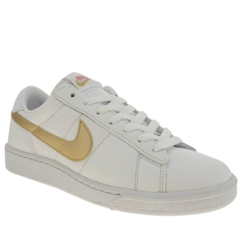 womens nike white & gold tennis classic trainers | Kid shoes, Nike gold