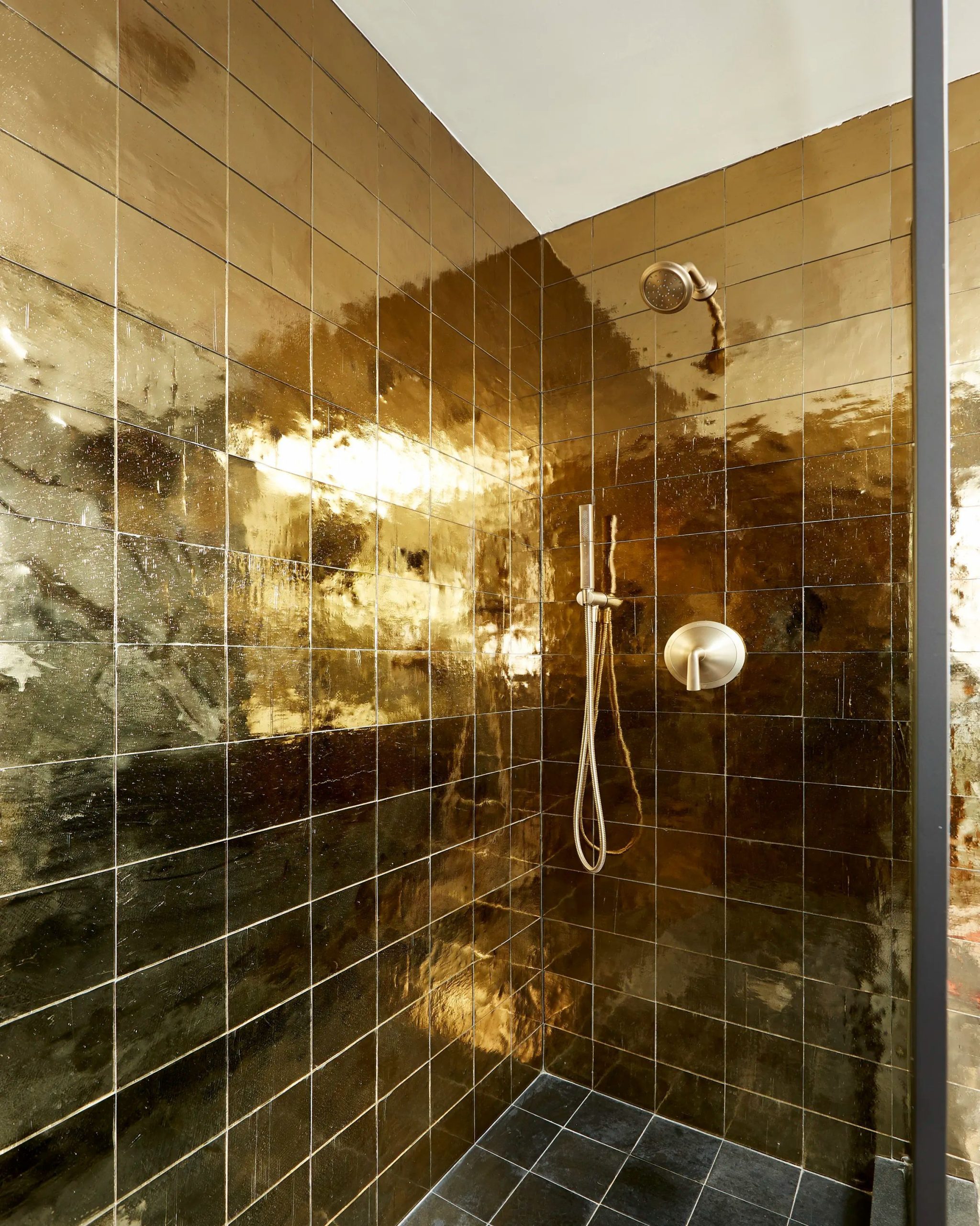 5 Easy Steps to Avant Garde Interiors | Gold tiles bathroom, Shower