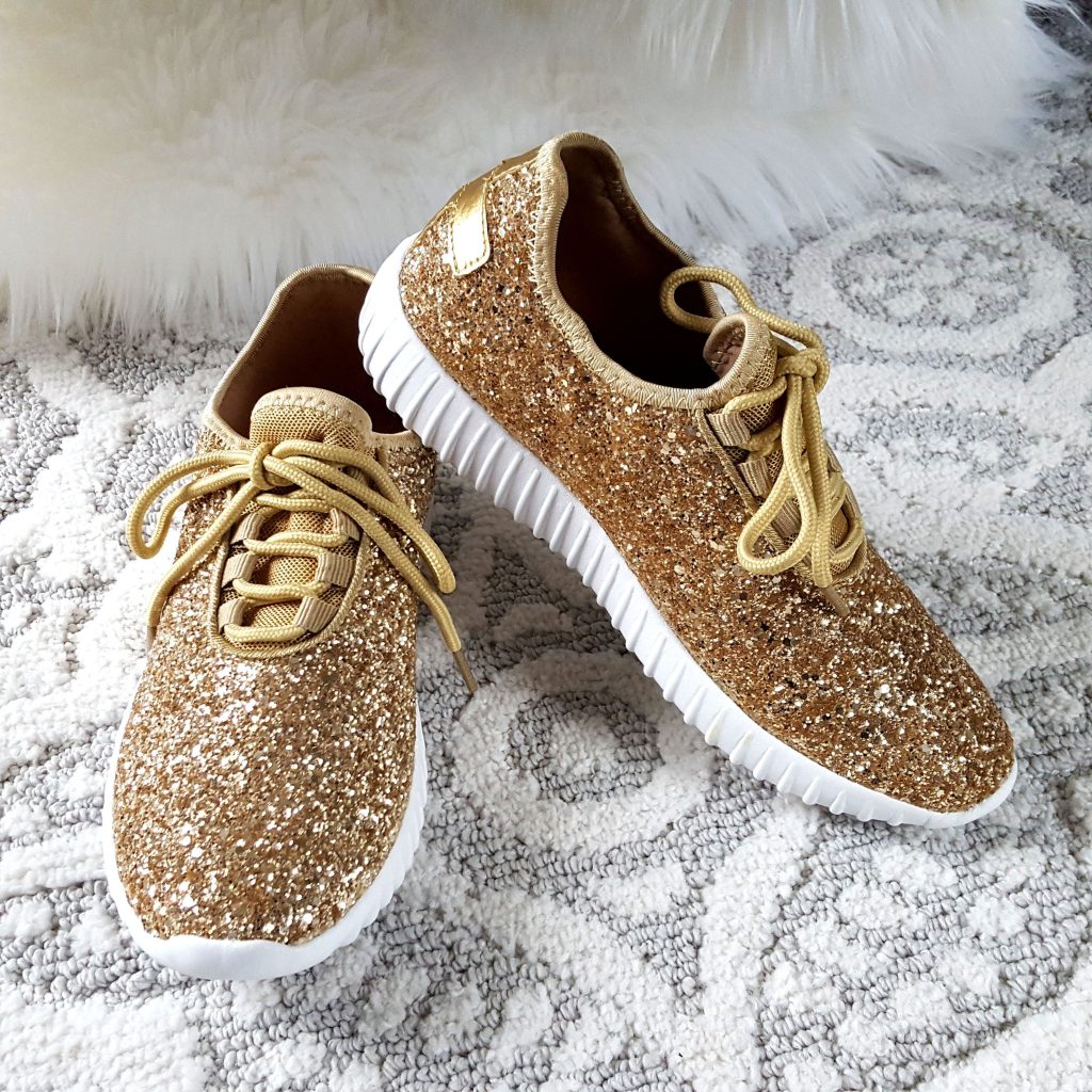 Touch of Glam Gold Sneakers | Gold sneakers, Glitter tennis shoes, Sneakers
