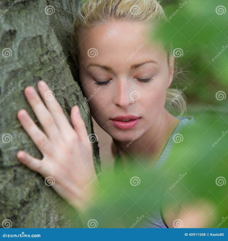 Young Woman Hugging a Tree. Stock Photo - Image of environmentalist
