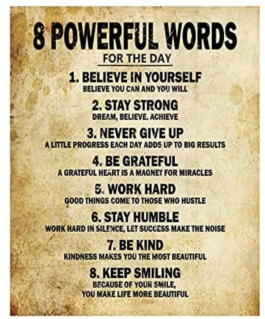 Motivational Quotes 8 Powerful Words for the day Poster Thick Cardstock