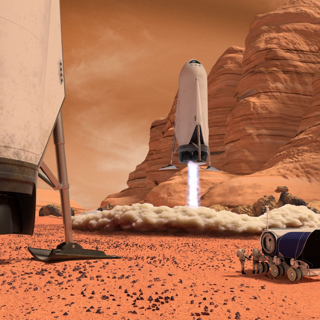 SpaceX downscaled ITS spaceship landing on Mars | human Mars