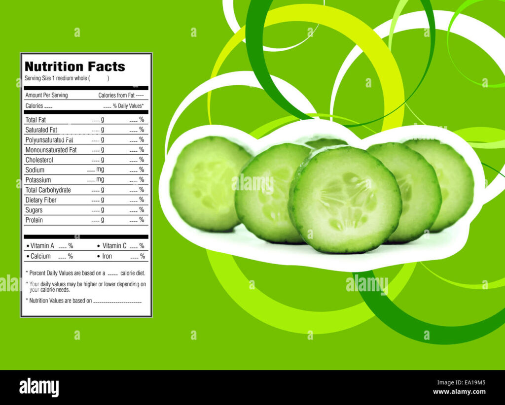 cucumber nutrition facts Stock Photo - Alamy