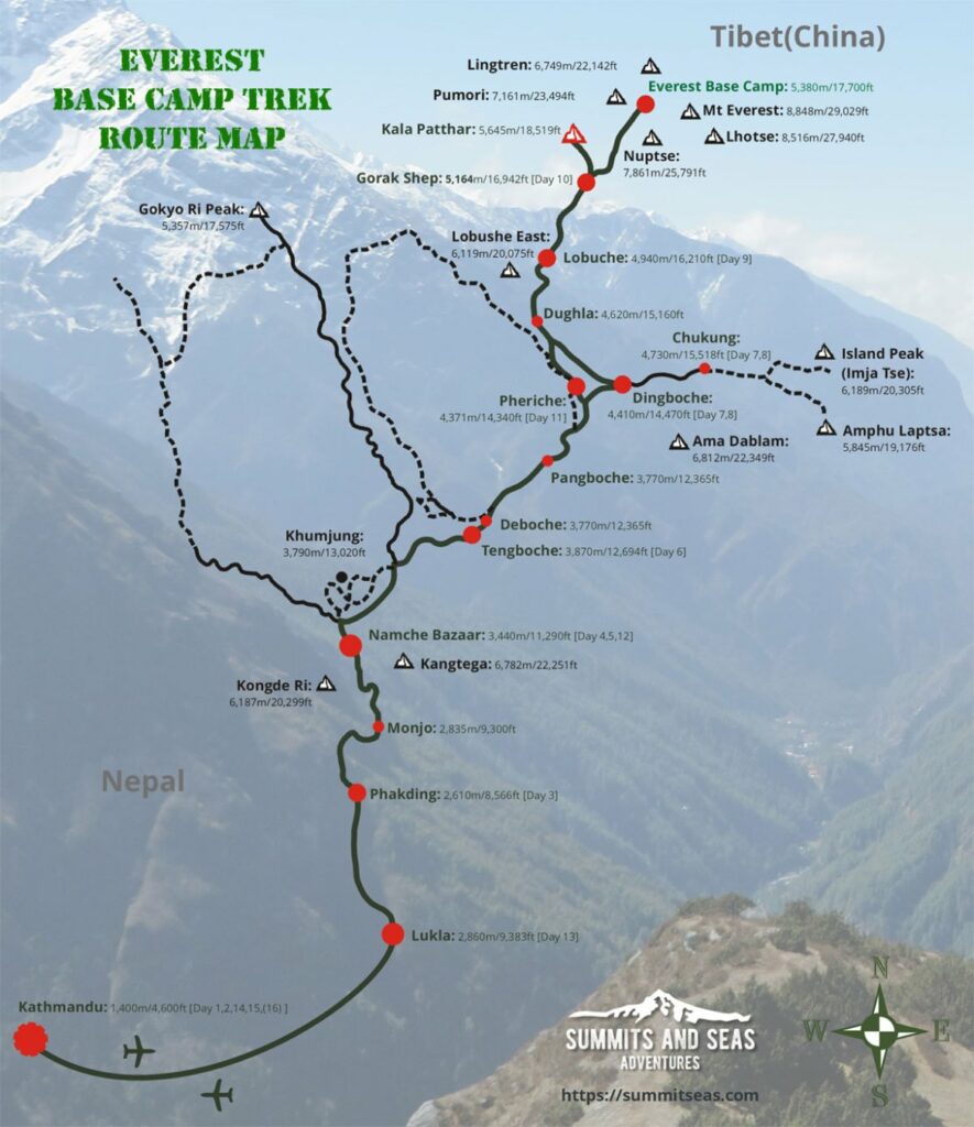 Everest Base Camp Trek Route Map | Summits and Seas Adventures