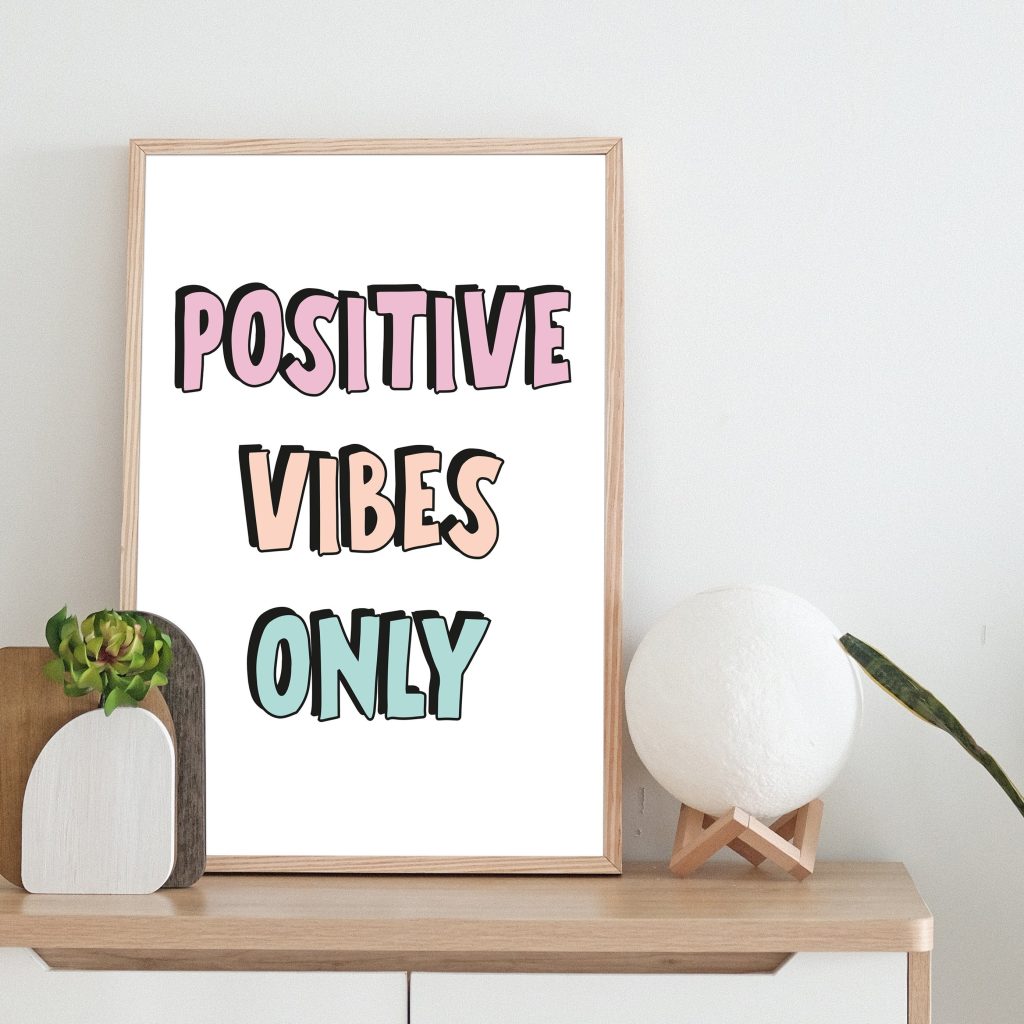 Positive Vibes Only Typography Print Motivational Home | Etsy