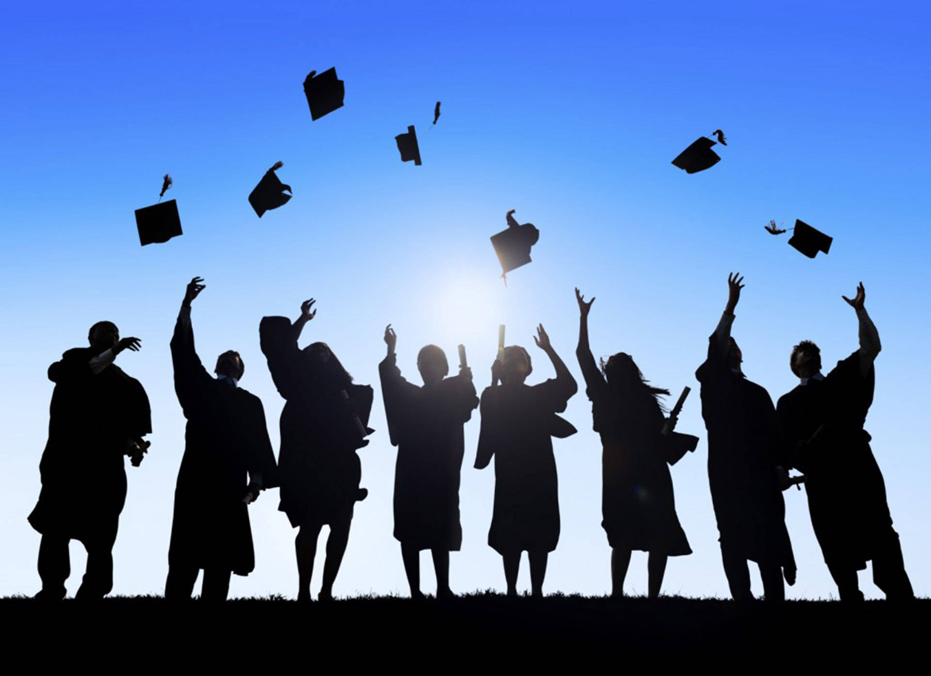 Download Cap Toss Graduation Silhouette Wallpaper | Wallpapers.com