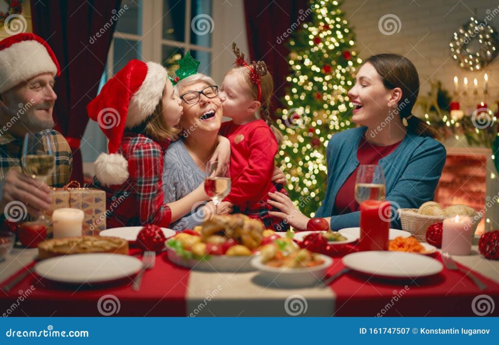 Family Celebrating Christmas Stock Image - Image of christmas, lights