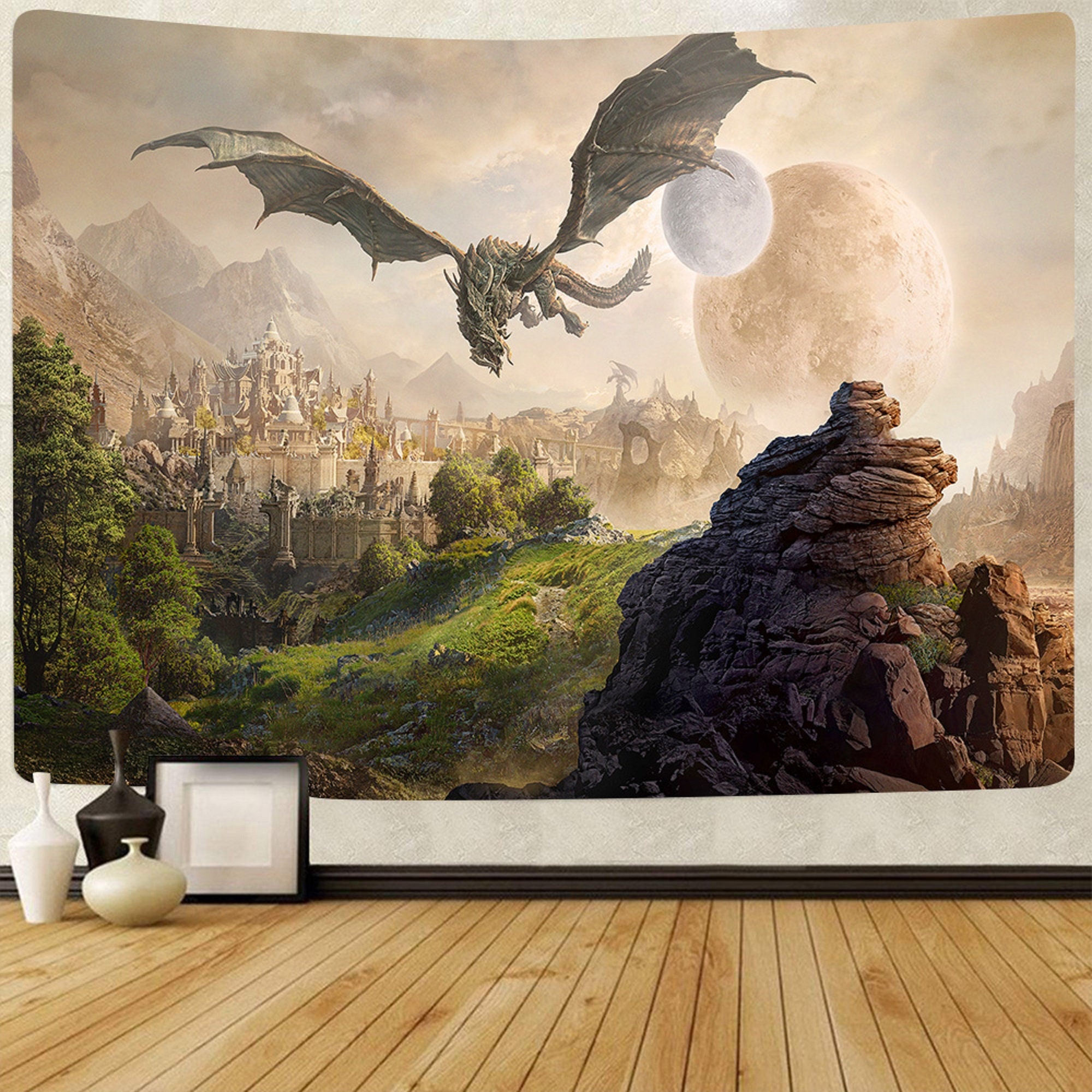 Fantasy Mmedieval Dragon Tapestry Castle Dragon Tapestry Wall | Etsy