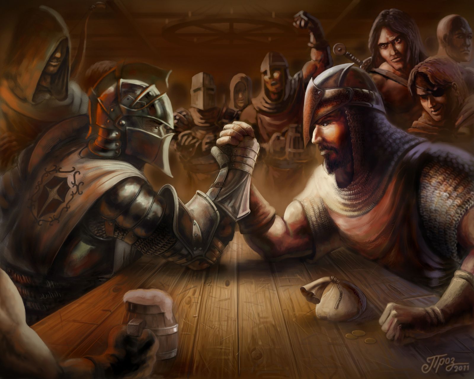 Medieval Knights Wallpaper | In the tavern by TamplierPainter on