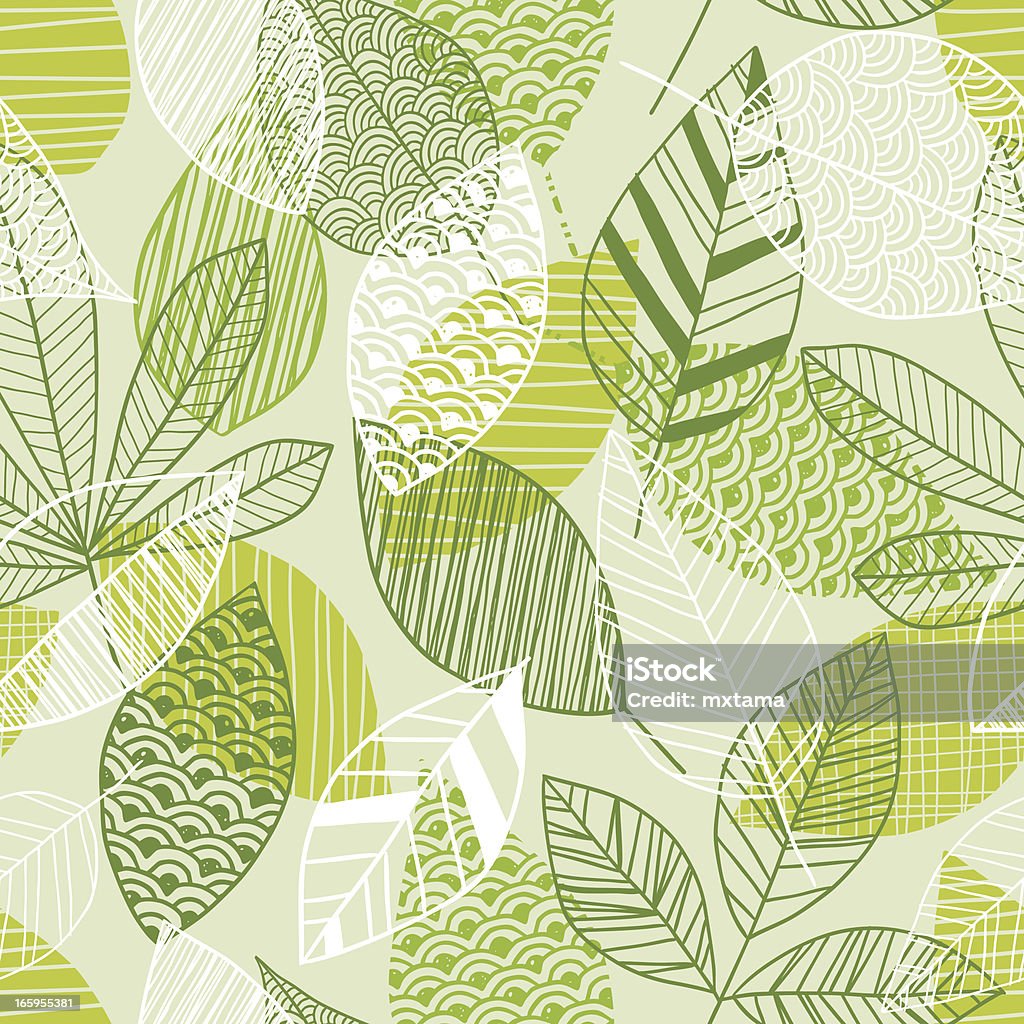 Seamless Leaf Pattern In Shades Of Green Stock Illustration - Download