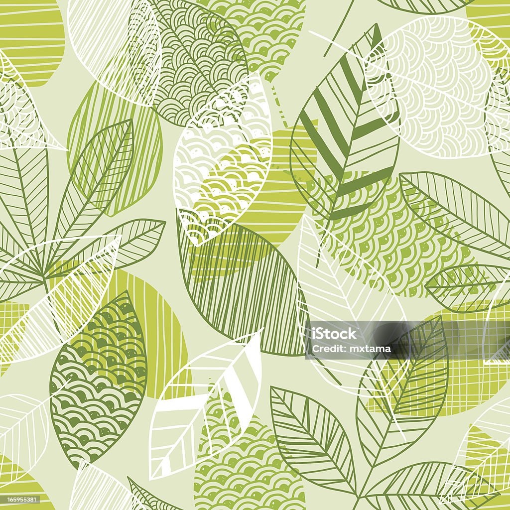 Seamless Leaf Pattern In Shades Of Green Stock Illustration - Download