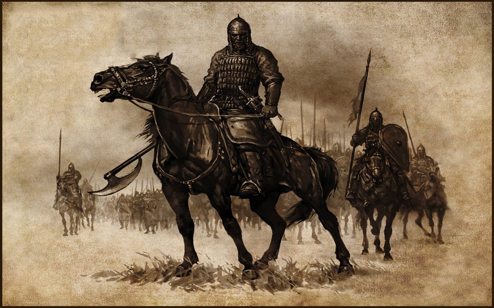 Wallpaper 1920x1200 Knights, Horses, MountampBlade, Artwork, Medieval