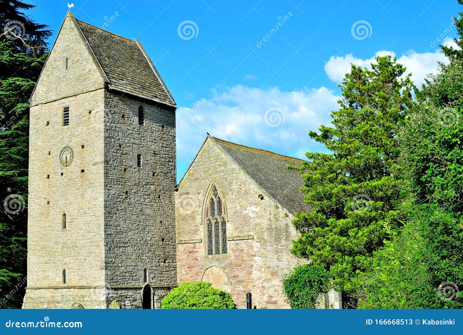 Old Stone Medieval Village Church in Herefordshire in England Stock