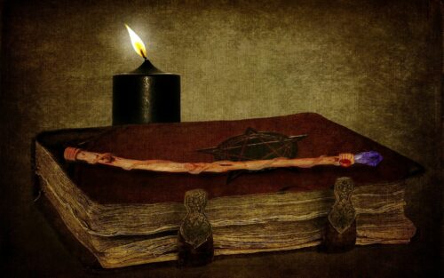 Dark horror gothic occult witch candles book spell art wallpaper