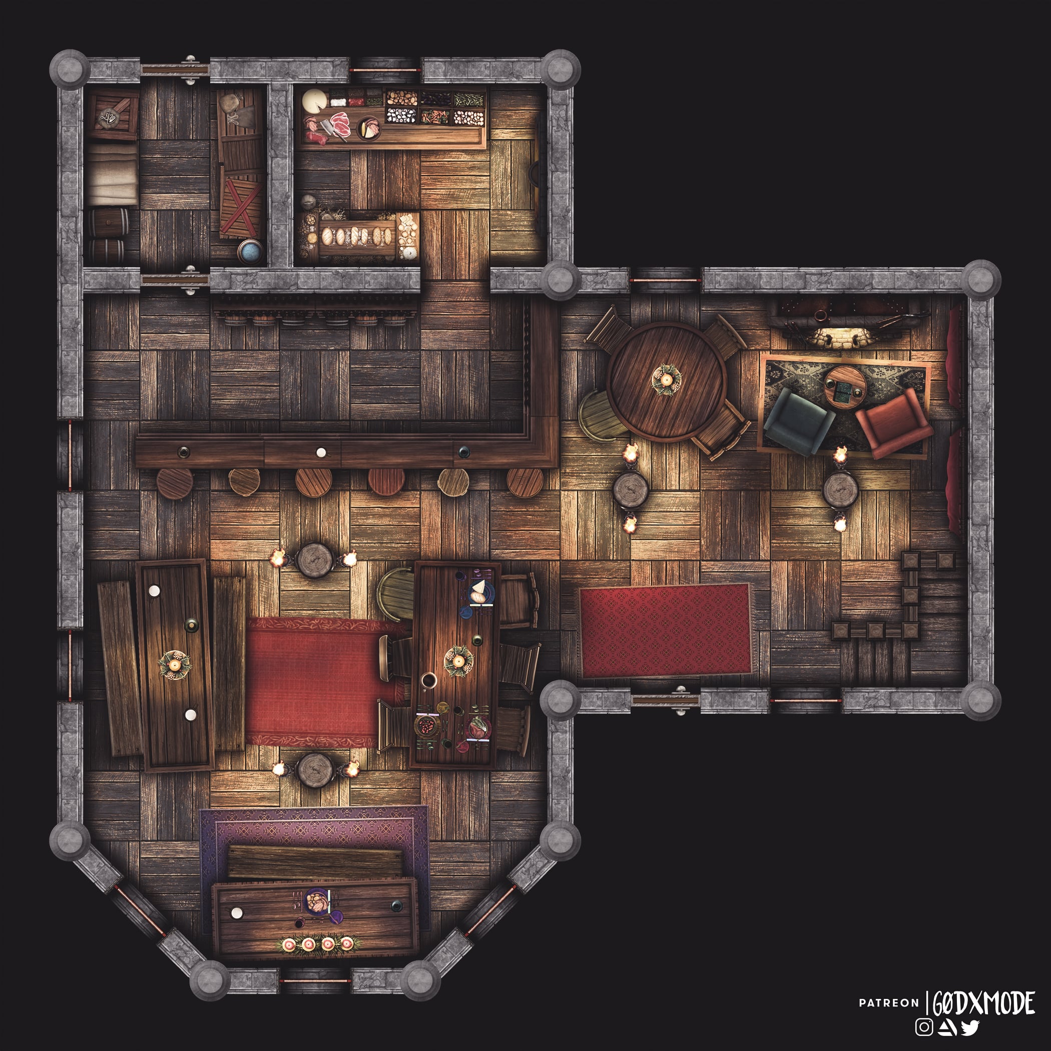 15 x 15 Rustic little Tavern. : battlemaps